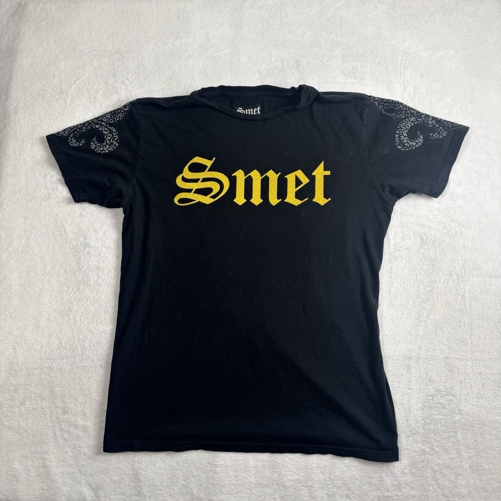 Smet Born on the Street Tattoo Black Short Sleeve Graphic Shirt Men's Large